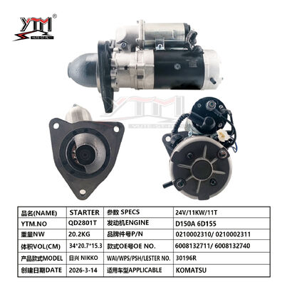 Motor de arranque de motor de 24 V D150A 6D155 Acessórios de motores diesel 0210002310 0210002311 6008132711 6008132740 para NIKKO