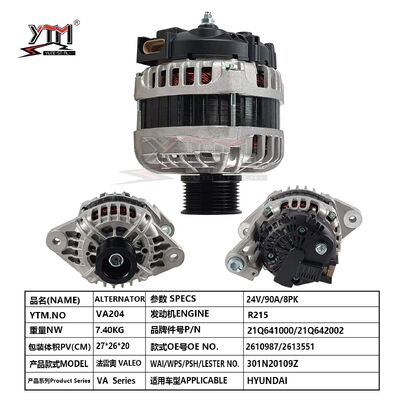 Nova VA204 24V 90A 8PK 2610987 2613551 Alternador de montagem WAI 301N20109Z para R215 de trabalho pesado