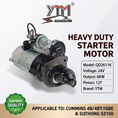 24V 12T 6KW motor de arranque QD2611K para Cummins 4B 4BT 4BTA motor ISBE OE 3968130 4929600 para Shantui SZ150 escavadeira