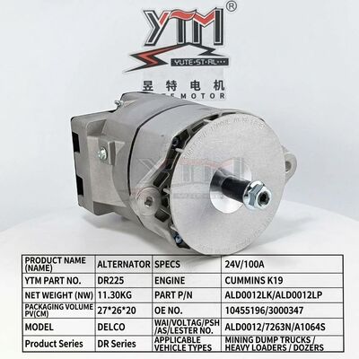 DR225 Alternator 24V 100A 10455196 3000347 ALD0012LK ALD0012LP ALD0012 for Cummins K19 Engine Heavy Machinery