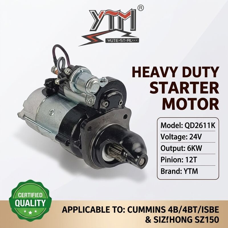 24V 12T 6KW motor de arranque QD2611K para Cummins 4B 4BT 4BTA motor ISBE OE 3968130 4929600 para Shantui SZ150 escavadeira